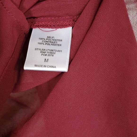 Lush sheer long sleeve blouse maroon - Picture 4 of 8